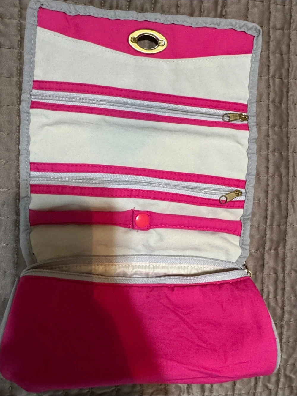 Pink Foldable Jewelry Organizer Pouch